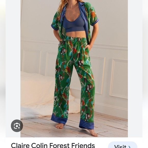 Anthropologie Pants - Anthropologie Claire Colin monkey green Forest Friends women's pant small